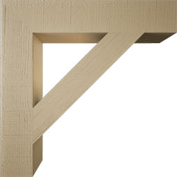 Ekena Millwork - BKTUR055X30X30TRA05RCPR - Timberthane Faux Wood Traditional Style Bracket, Block Ends, 5 1/2"W x 30"D x 30"H, Primed Tan