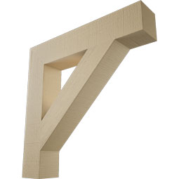 Ekena Millwork - BKTUR055X30X30TRA05RCPR - Timberthane Faux Wood Traditional Style Bracket, Block Ends, 5 1/2"W x 30"D x 30"H, Primed Tan