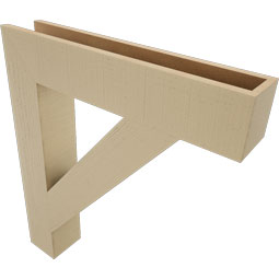 Ekena Millwork - BKTUR055X30X34TRA05RCPR - Timberthane Faux Wood Traditional Style Bracket, Block Ends, 5 1/2"W x 30"D x 34"H, Primed Tan