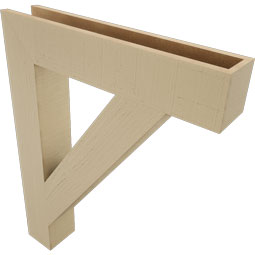 Ekena Millwork - BKTUR055X30X38TRA05RCPR - Timberthane Faux Wood Traditional Style Bracket, Block Ends, 5 1/2"W x 30"D x 38"H, Primed Tan