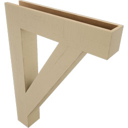 Ekena Millwork - BKTUR055X30X42TRA05RCPR - Timberthane Faux Wood Traditional Style Bracket, Block Ends, 5 1/2"W x 30"D x 42"H, Primed Tan