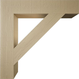 Ekena Millwork - BKTUR055X32X32TRA05RCPR - Timberthane Faux Wood Traditional Style Bracket, Block Ends, 5 1/2"W x 32"D x 32"H, Primed Tan