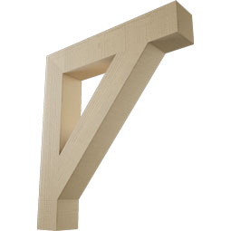 Ekena Millwork - BKTUR055X32X36TRA05RCPR - Timberthane Faux Wood Traditional Style Bracket, Block Ends, 5 1/2"W x 32"D x 36"H, Primed Tan