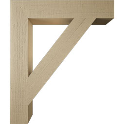 Ekena Millwork - BKTUR055X32X38TRA05RCPR - Timberthane Faux Wood Traditional Style Bracket, Block Ends, 5 1/2"W x 32"D x 38"H, Primed Tan