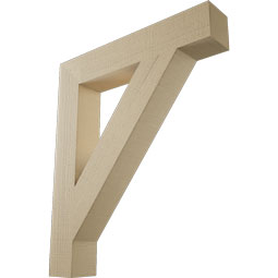 Ekena Millwork - BKTUR055X32X38TRA05RCPR - Timberthane Faux Wood Traditional Style Bracket, Block Ends, 5 1/2"W x 32"D x 38"H, Primed Tan