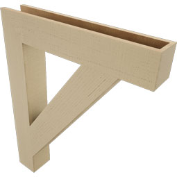 Ekena Millwork - BKTUR055X32X40TRA05RCPR - Timberthane Faux Wood Traditional Style Bracket, Block Ends, 5 1/2"W x 32"D x 40"H, Primed Tan