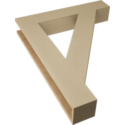 Ekena Millwork - BKTUR055X32X40TRA05RCPR - Timberthane Faux Wood Traditional Style Bracket, Block Ends, 5 1/2"W x 32"D x 40"H, Primed Tan