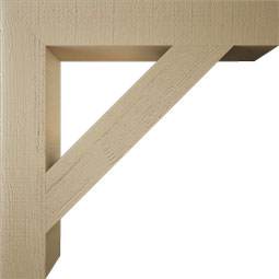 Ekena Millwork - BKTUR055X34X34TRA05RCPR - Timberthane Faux Wood Traditional Style Bracket, Block Ends, 5 1/2"W x 34"D x 34"H, Primed Tan