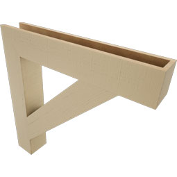 Ekena Millwork - BKTUR055X34X34TRA05RCPR - Timberthane Faux Wood Traditional Style Bracket, Block Ends, 5 1/2"W x 34"D x 34"H, Primed Tan
