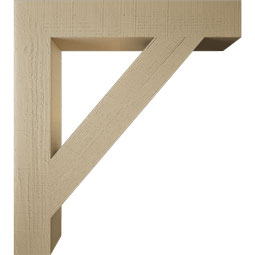 Ekena Millwork - BKTUR055X34X38TRA05RCPR - Timberthane Faux Wood Traditional Style Bracket, Block Ends, 5 1/2"W x 34"D x 38"H, Primed Tan
