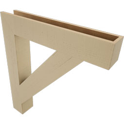 Ekena Millwork - BKTUR055X34X38TRA05RCPR - Timberthane Faux Wood Traditional Style Bracket, Block Ends, 5 1/2"W x 34"D x 38"H, Primed Tan