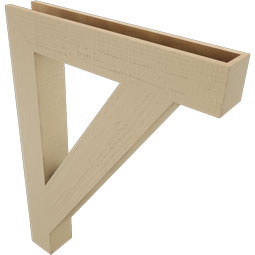 Ekena Millwork - BKTUR055X34X46TRA05RCPR - Timberthane Faux Wood Traditional Style Bracket, Block Ends, 5 1/2"W x 34"D x 46"H, Primed Tan