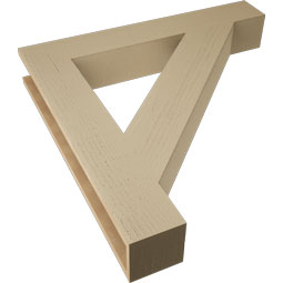 Ekena Millwork - BKTUR055X36X36TRA05RCPR - Timberthane Faux Wood Traditional Style Bracket, Block Ends, 5 1/2"W x 36"D x 36"H, Primed Tan