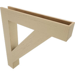 Ekena Millwork - BKTUR055X36X40TRA05RCPR - Timberthane Faux Wood Traditional Style Bracket, Block Ends, 5 1/2"W x 36"D x 40"H, Primed Tan
