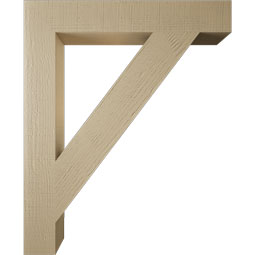 Ekena Millwork - BKTUR055X36X44TRA05RCPR - Timberthane Faux Wood Traditional Style Bracket, Block Ends, 5 1/2"W x 36"D x 44"H, Primed Tan