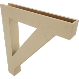 Ekena Millwork - BKTUR055X36X44TRA05RCPR - Timberthane Faux Wood Traditional Style Bracket, Block Ends, 5 1/2"W x 36"D x 44"H, Primed Tan