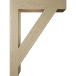 Ekena Millwork - BKTUR055X36X48TRA05RCPR - Timberthane Faux Wood Traditional Style Bracket, Block Ends, 5 1/2"W x 36"D x 48"H, Primed Tan