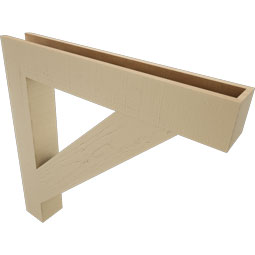 Ekena Millwork - BKTUR055X38X38TRA05RCPR - Timberthane Faux Wood Traditional Style Bracket, Block Ends, 5 1/2"W x 38"D x 38"H, Primed Tan