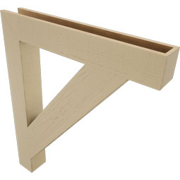 Ekena Millwork - BKTUR055X38X46TRA05RCPR - Timberthane Faux Wood Traditional Style Bracket, Block Ends, 5 1/2"W x 38"D x 46"H, Primed Tan