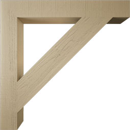 Ekena Millwork - BKTUR055X42X42TRA05RCPR - Timberthane Faux Wood Traditional Style Bracket, Block Ends, 5 1/2"W x 42"D x 42"H, Primed Tan
