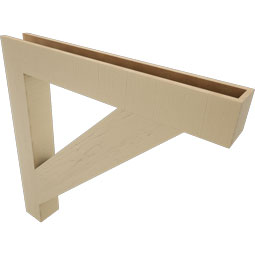 Ekena Millwork - BKTUR055X42X42TRA05RCPR - Timberthane Faux Wood Traditional Style Bracket, Block Ends, 5 1/2"W x 42"D x 42"H, Primed Tan