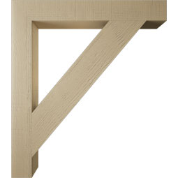 Ekena Millwork - BKTUR055X42X48TRA05RCPR - Timberthane Faux Wood Traditional Style Bracket, Block Ends, 5 1/2"W x 42"D x 48"H, Primed Tan