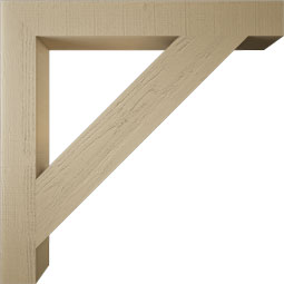 Ekena Millwork - BKTUR055X44X44TRA05RCPR - Timberthane Faux Wood Traditional Style Bracket, Block Ends, 5 1/2"W x 44"D x 44"H, Primed Tan