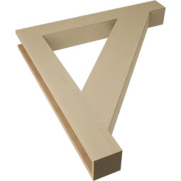 Ekena Millwork - BKTUR055X44X48TRA05RCPR - Timberthane Faux Wood Traditional Style Bracket, Block Ends, 5 1/2"W x 44"D x 48"H, Primed Tan