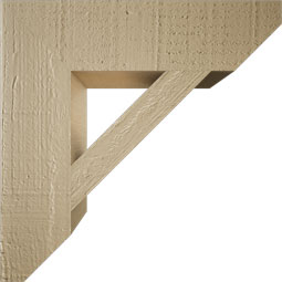 Ekena Millwork - BKTUR035X14X14TRA06RCPR - Timberthane Faux Wood Traditional Style Bracket, Slat Ends, 3 1/2"W x 14"D x 14"H, Primed Tan
