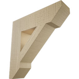 Ekena Millwork - BKTUR035X14X14TRA06RCPR - Timberthane Faux Wood Traditional Style Bracket, Slat Ends, 3 1/2"W x 14"D x 14"H, Primed Tan