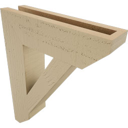 Ekena Millwork - BKTUR035X14X18TRA06RCPR - Timberthane Faux Wood Traditional Style Bracket, Slat Ends, 3 1/2"W x 14"D x 18"H, Primed Tan