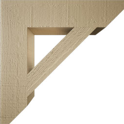 Ekena Millwork - BKTUR035X16X16TRA06RCPR - Timberthane Faux Wood Traditional Style Bracket, Slat Ends, 3 1/2"W x 16"D x 16"H, Primed Tan