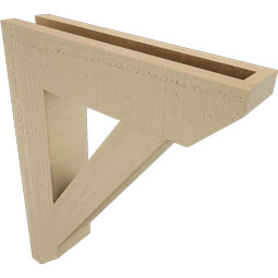 Ekena Millwork - BKTUR035X16X20TRA06RCPR - Timberthane Faux Wood Traditional Style Bracket, Slat Ends, 3 1/2"W x 16"D x 20"H, Primed Tan