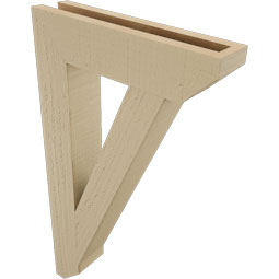 Ekena Millwork - BKTUR035X16X28TRA06RCPR - Timberthane Faux Wood Traditional Style Bracket, Slat Ends, 3 1/2"W x 16"D x 28"H, Primed Tan