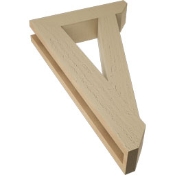 Ekena Millwork - BKTUR035X16X28TRA06RCPR - Timberthane Faux Wood Traditional Style Bracket, Slat Ends, 3 1/2"W x 16"D x 28"H, Primed Tan