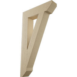 Ekena Millwork - BKTUR035X16X28TRA06RCPR - Timberthane Faux Wood Traditional Style Bracket, Slat Ends, 3 1/2"W x 16"D x 28"H, Primed Tan