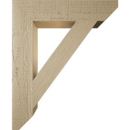 Ekena Millwork - BKTUR035X18X22TRA06RCPR - Timberthane Faux Wood Traditional Style Bracket, Slat Ends, 3 1/2"W x 18"D x 22"H, Primed Tan