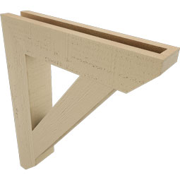 Ekena Millwork - BKTUR035X18X22TRA06RCPR - Timberthane Faux Wood Traditional Style Bracket, Slat Ends, 3 1/2"W x 18"D x 22"H, Primed Tan