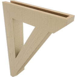 Ekena Millwork - BKTUR035X18X26TRA06RCPR - Timberthane Faux Wood Traditional Style Bracket, Slat Ends, 3 1/2"W x 18"D x 26"H, Primed Tan