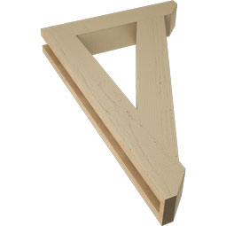 Ekena Millwork - BKTUR035X20X32TRA06RCPR - Timberthane Faux Wood Traditional Style Bracket, Slat Ends, 3 1/2"W x 20"D x 32"H, Primed Tan