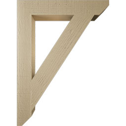 Ekena Millwork - BKTUR035X22X30TRA06RCPR - Timberthane Faux Wood Traditional Style Bracket, Slat Ends, 3 1/2"W x 22"D x 30"H, Primed Tan