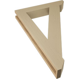 Ekena Millwork - BKTUR035X22X34TRA06RCPR - Timberthane Faux Wood Traditional Style Bracket, Slat Ends, 3 1/2"W x 22"D x 34"H, Primed Tan