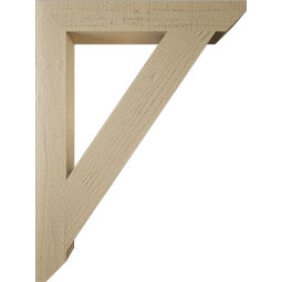 Ekena Millwork - BKTUR035X24X32TRA06RCPR - Timberthane Faux Wood Traditional Style Bracket, Slat Ends, 3 1/2"W x 24"D x 32"H, Primed Tan