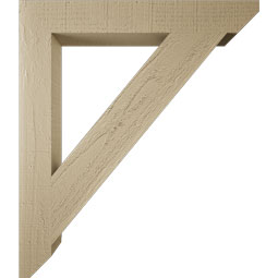 Ekena Millwork - BKTUR035X26X30TRA06RCPR - Timberthane Faux Wood Traditional Style Bracket, Slat Ends, 3 1/2"W x 26"D x 30"H, Primed Tan