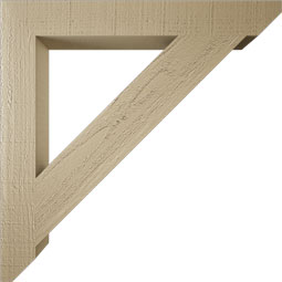 Ekena Millwork - BKTUR035X28X28TRA06RCPR - Timberthane Faux Wood Traditional Style Bracket, Slat Ends, 3 1/2"W x 28"D x 28"H, Primed Tan