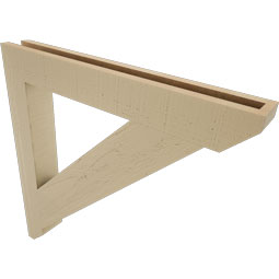 Ekena Millwork - BKTUR035X28X28TRA06RCPR - Timberthane Faux Wood Traditional Style Bracket, Slat Ends, 3 1/2"W x 28"D x 28"H, Primed Tan