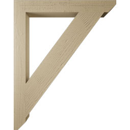 Ekena Millwork - BKTUR035X30X38TRA06RCPR - Timberthane Faux Wood Traditional Style Bracket, Slat Ends, 3 1/2"W x 30"D x 38"H, Primed Tan