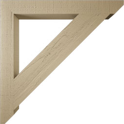 Ekena Millwork - BKTUR035X32X32TRA06RCPR - Timberthane Faux Wood Traditional Style Bracket, Slat Ends, 3 1/2"W x 32"D x 32"H, Primed Tan