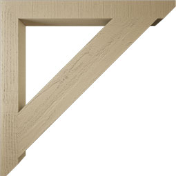 Ekena Millwork - BKTUR035X34X34TRA06RCPR - Timberthane Faux Wood Traditional Style Bracket, Slat Ends, 3 1/2"W x 34"D x 34"H, Primed Tan