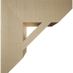 Ekena Millwork - BKTUR055X18X18TRA06RCPR - Timberthane Faux Wood Traditional Style Bracket, Slat Ends, 5 1/2"W x 18"D x 18"H, Primed Tan